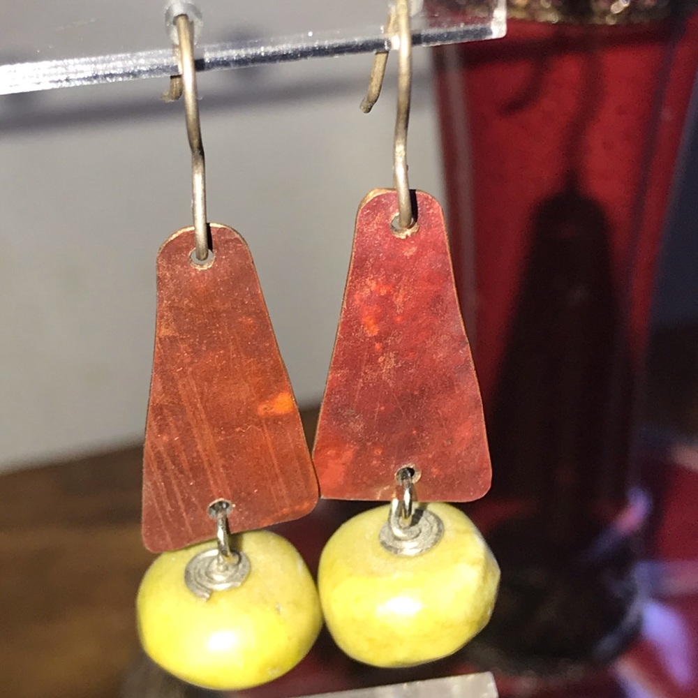 Copper & vesuvianite earrings